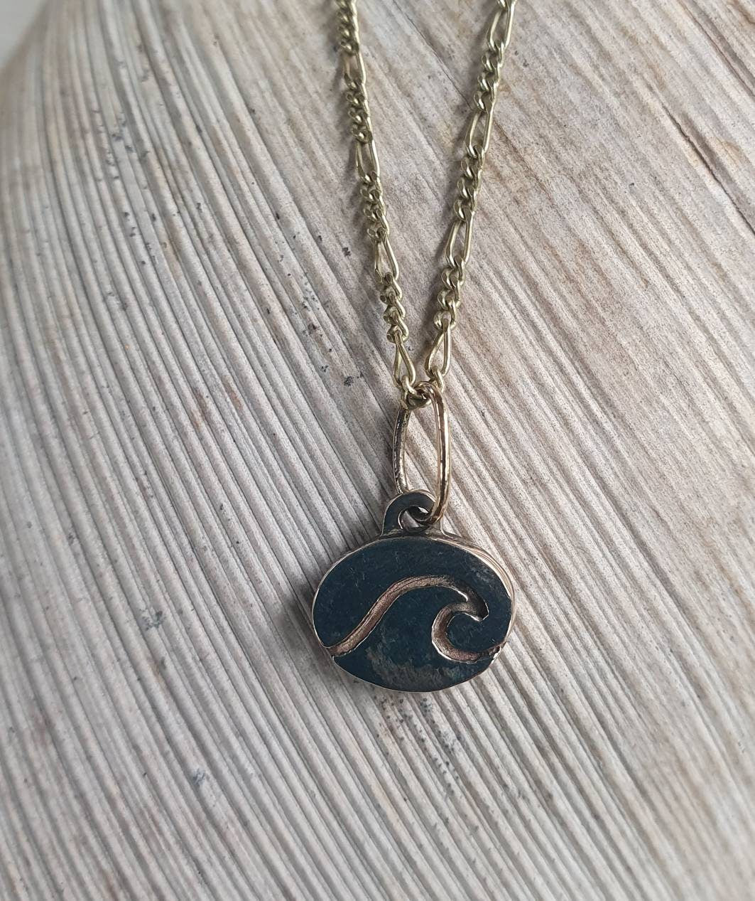Gold wave surf pendant,solid 10k gold or sterling silver,surfer,wave disc,surfer necklace, wave pendant,boho