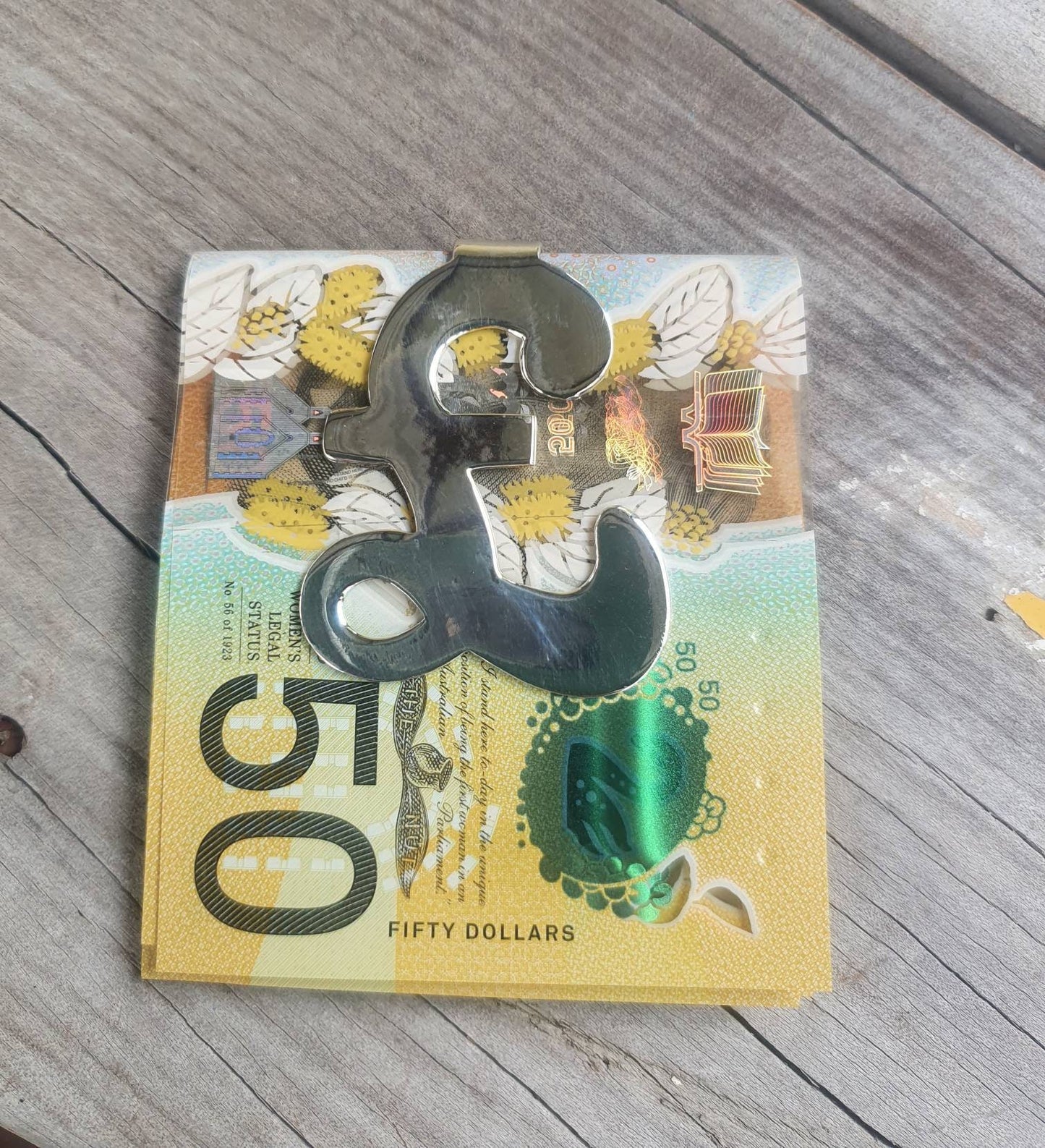 money clip,large pound symbol,solid sterling silver,handmade jewelry,UK pound symbol sign money clip,
