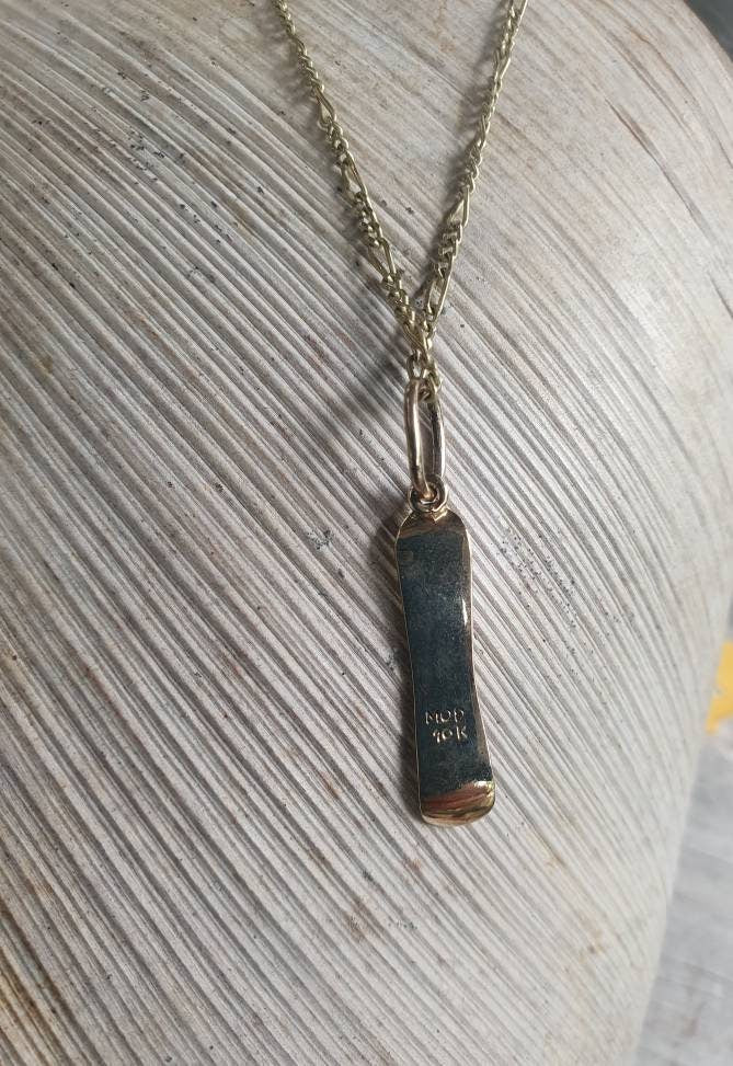 Gold Snowboard pendant,solid 10k gold,Skater pendant