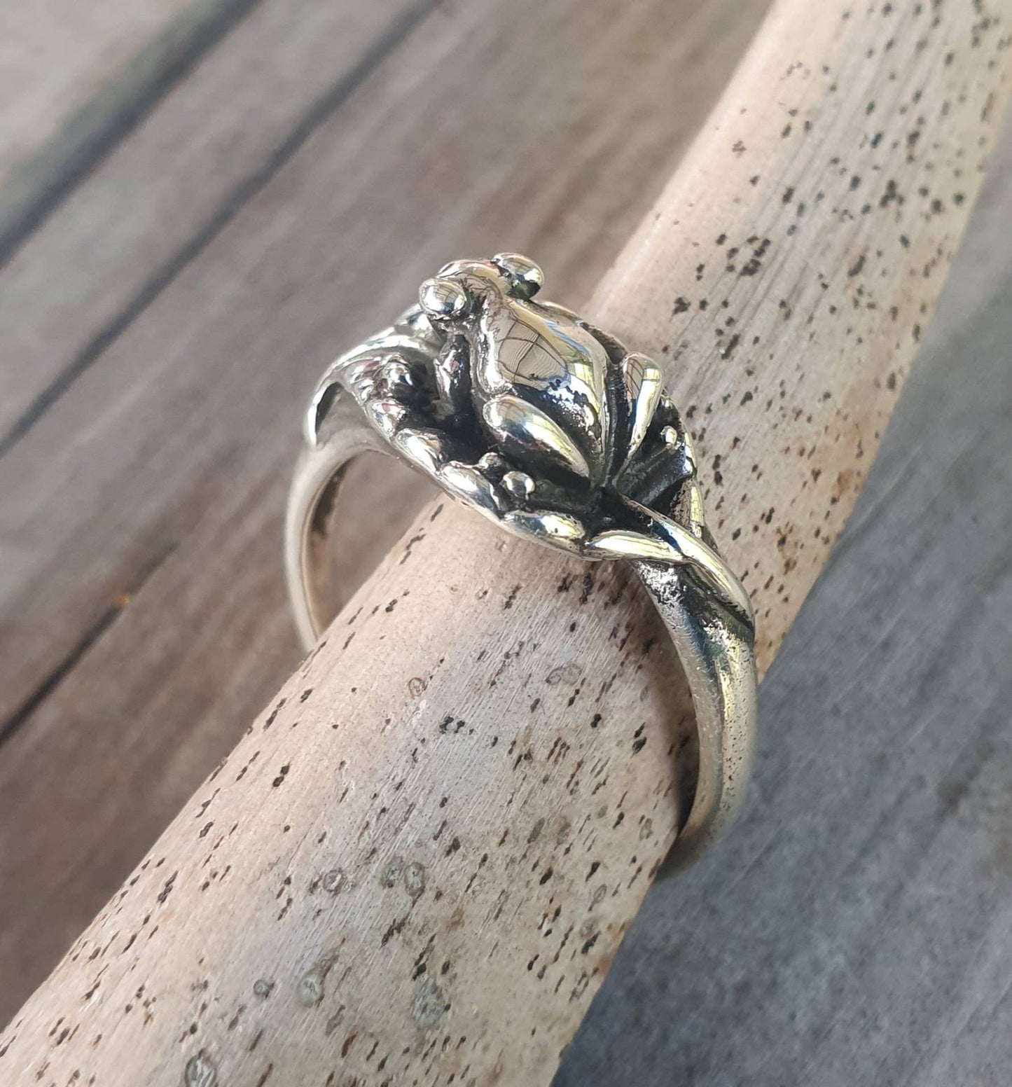 frog ring,sterling silver,handmade,toad, woodland,bufo