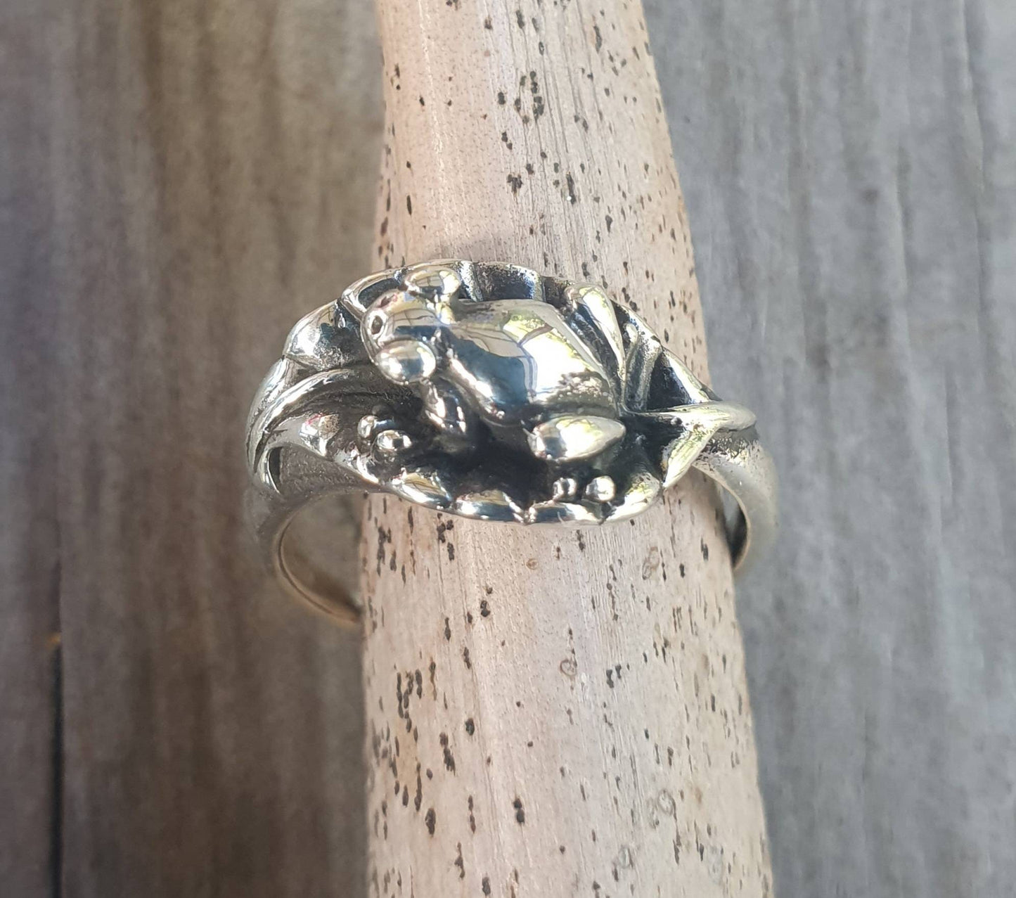 frog ring,sterling silver,handmade,toad, woodland,bufo