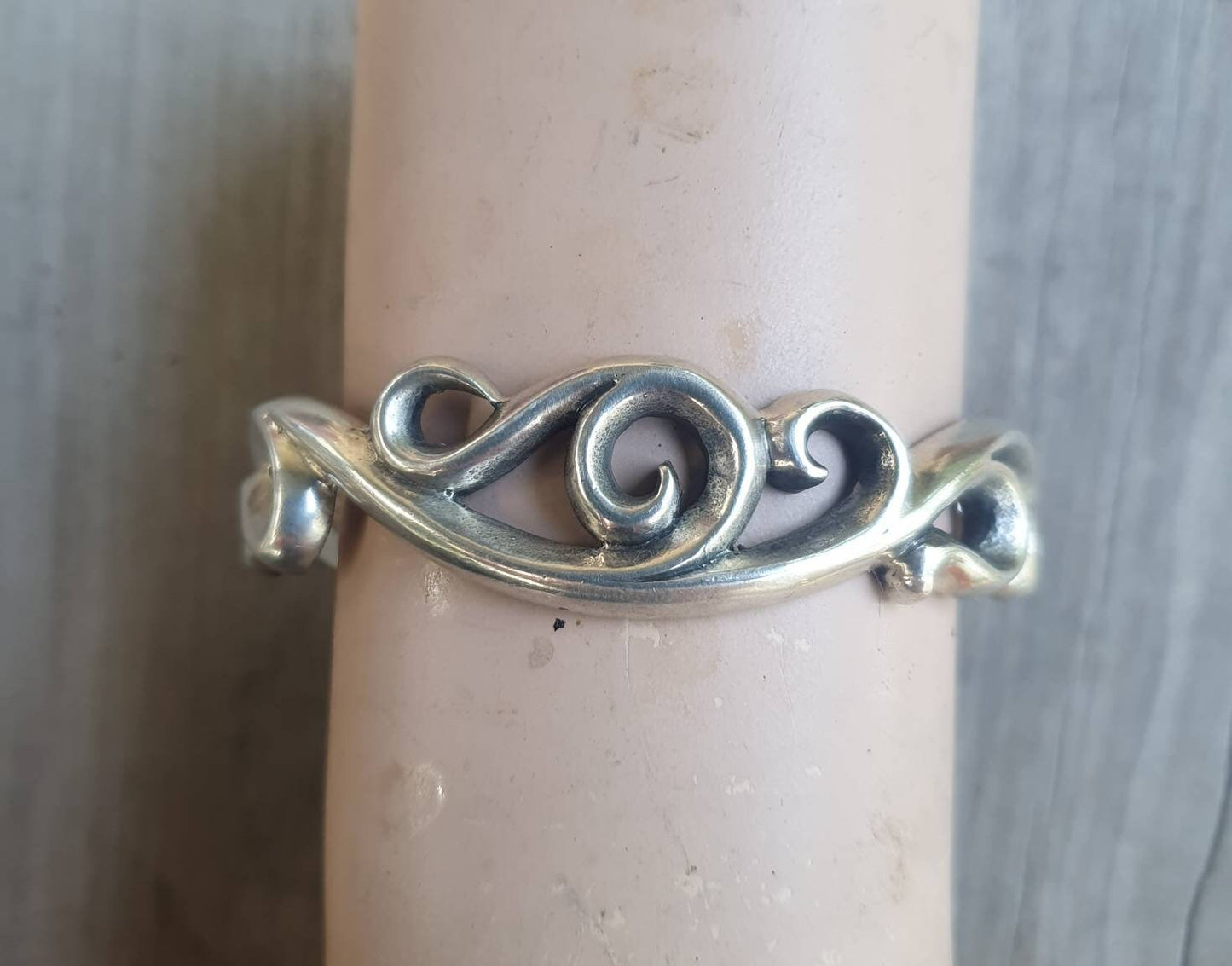 Silver cuff bracelet, solid sterling silver,chunky swirl bangle,tribal twist,unisex,boho,handmade,adjustable bangle,