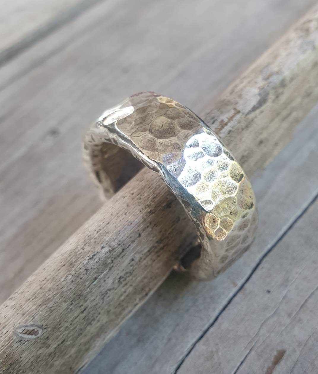 Wide mens ring,sterling silver,34gms,very heavy rustic ring,10mm wide chunky hammered thick band,steampunk, chunky wedding ring, dress ring