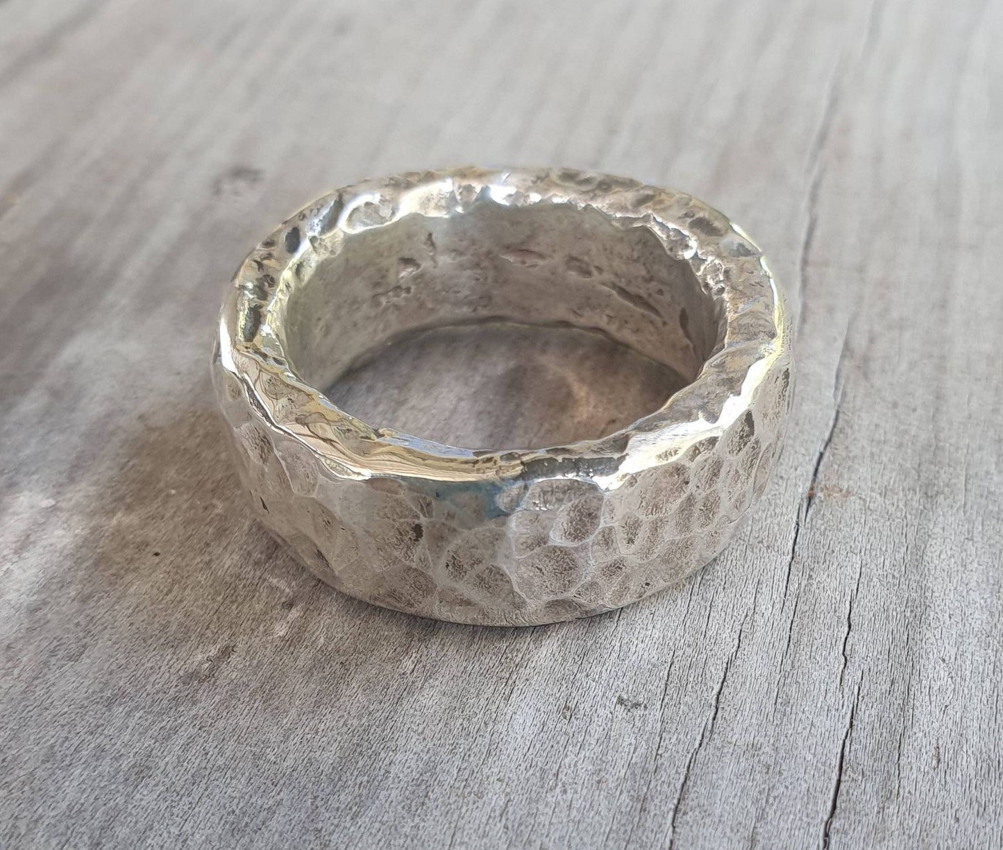 Wide mens ring,sterling silver,34gms,very heavy rustic ring,10mm wide chunky hammered thick band,steampunk, chunky wedding ring, dress ring