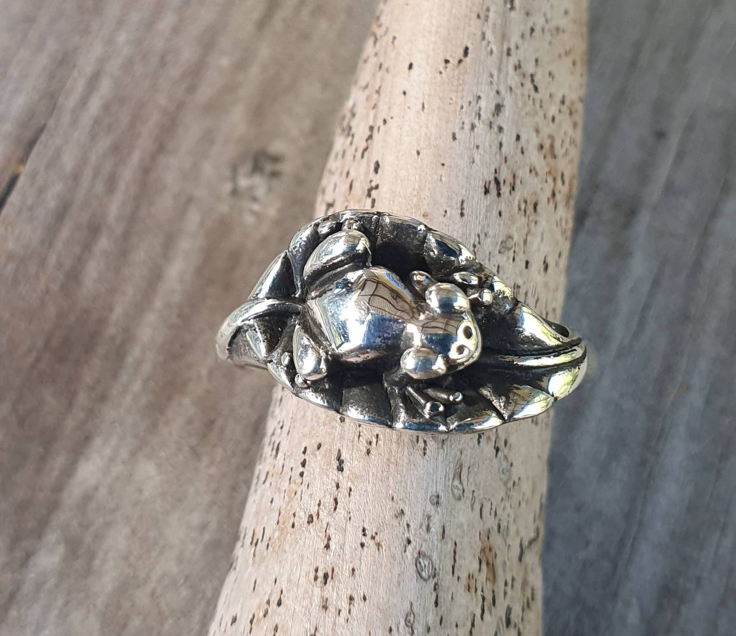 frog ring,sterling silver,handmade,toad, woodland,bufo