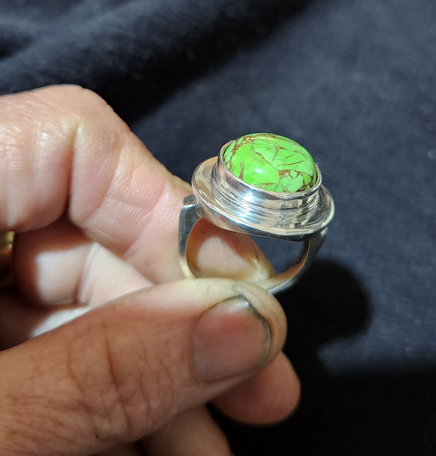 Moshave turquoise ring,sterling silver,large chunky ring,boho,large gemstone ring,handmade,retro ring,modern