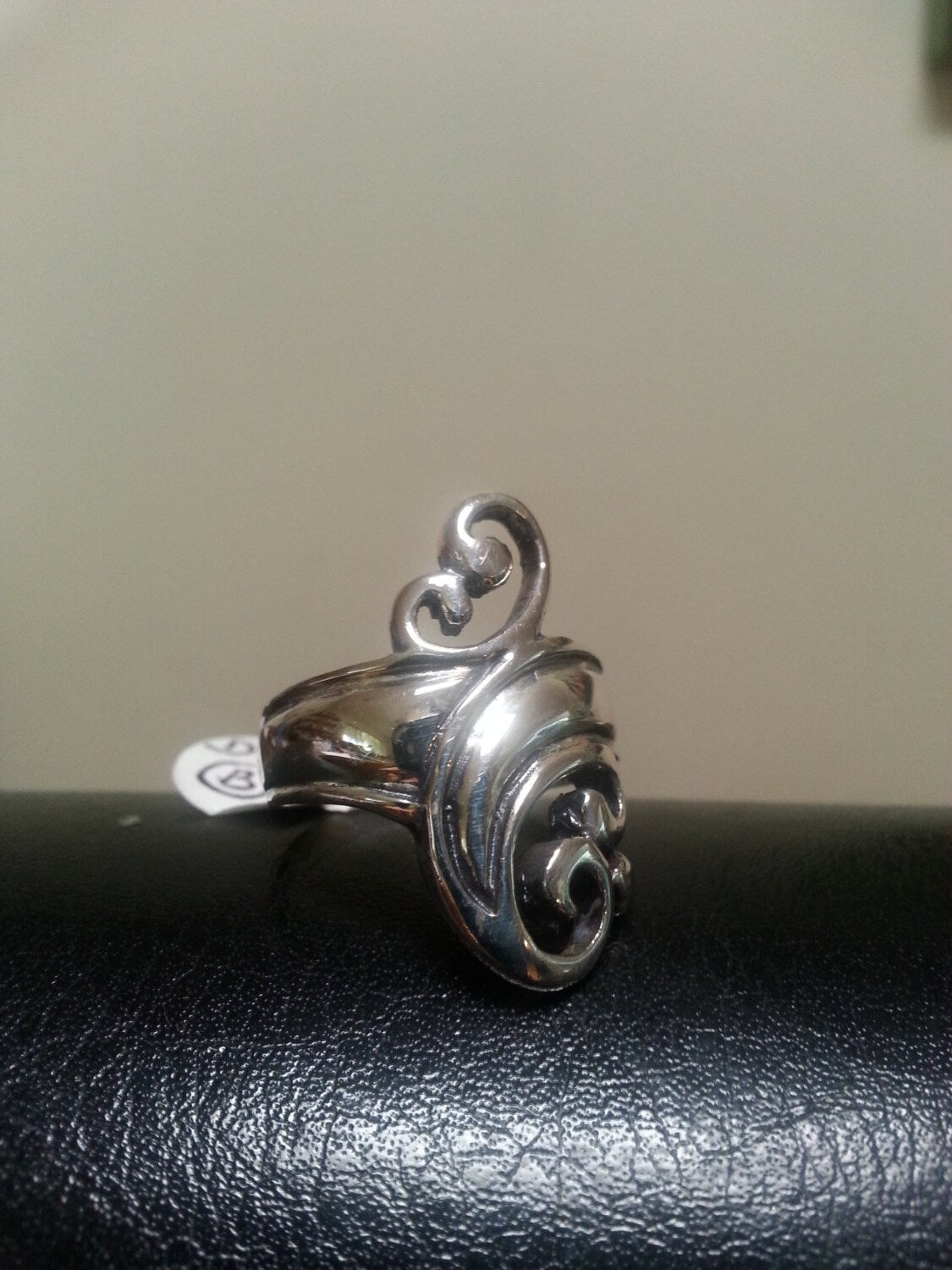Long ring,sterling silver,scroll ring,vintage,handmade,boho,tribal swirl,festival, steampunk,gothic, art nouveau,celtic