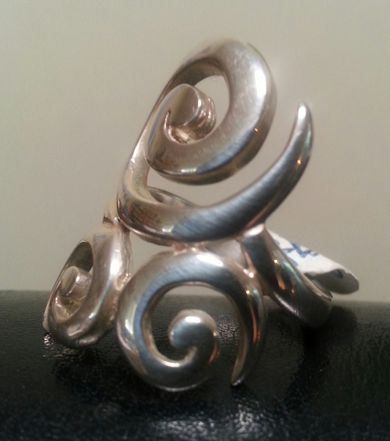 Swirl ring,scroll,sterling silver ring,boho,handmade,long ring,bespoke,steampunk, gothic,art nouveau,celtic, tribal,maori koru,large ring
