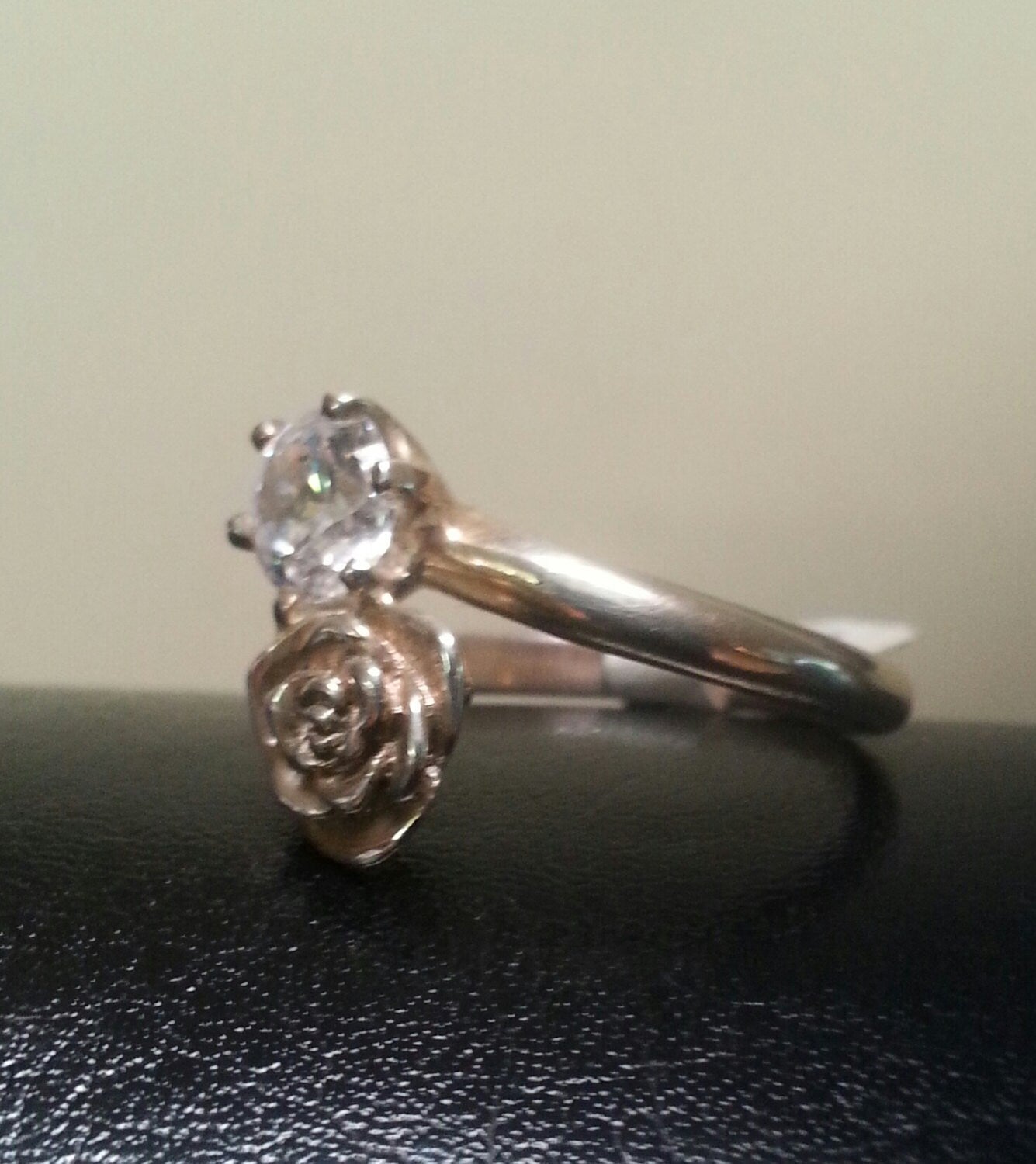 rose,black stone,cubic zirconia ring, boho, steampunk, gothic, art nouveau, victorian,flower,goddess ring,rockabilly,woodland,womens fashion