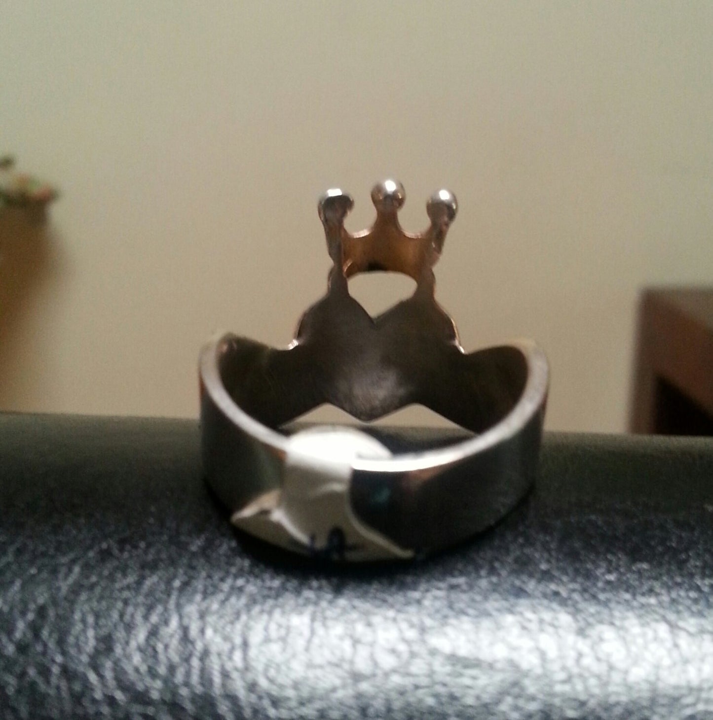 sacred heart ring,sterling silver,crown ring,long ring,handmade,goddess,angelwings,rockabiily,heart ring, gothic,,grunge,lolita, boho