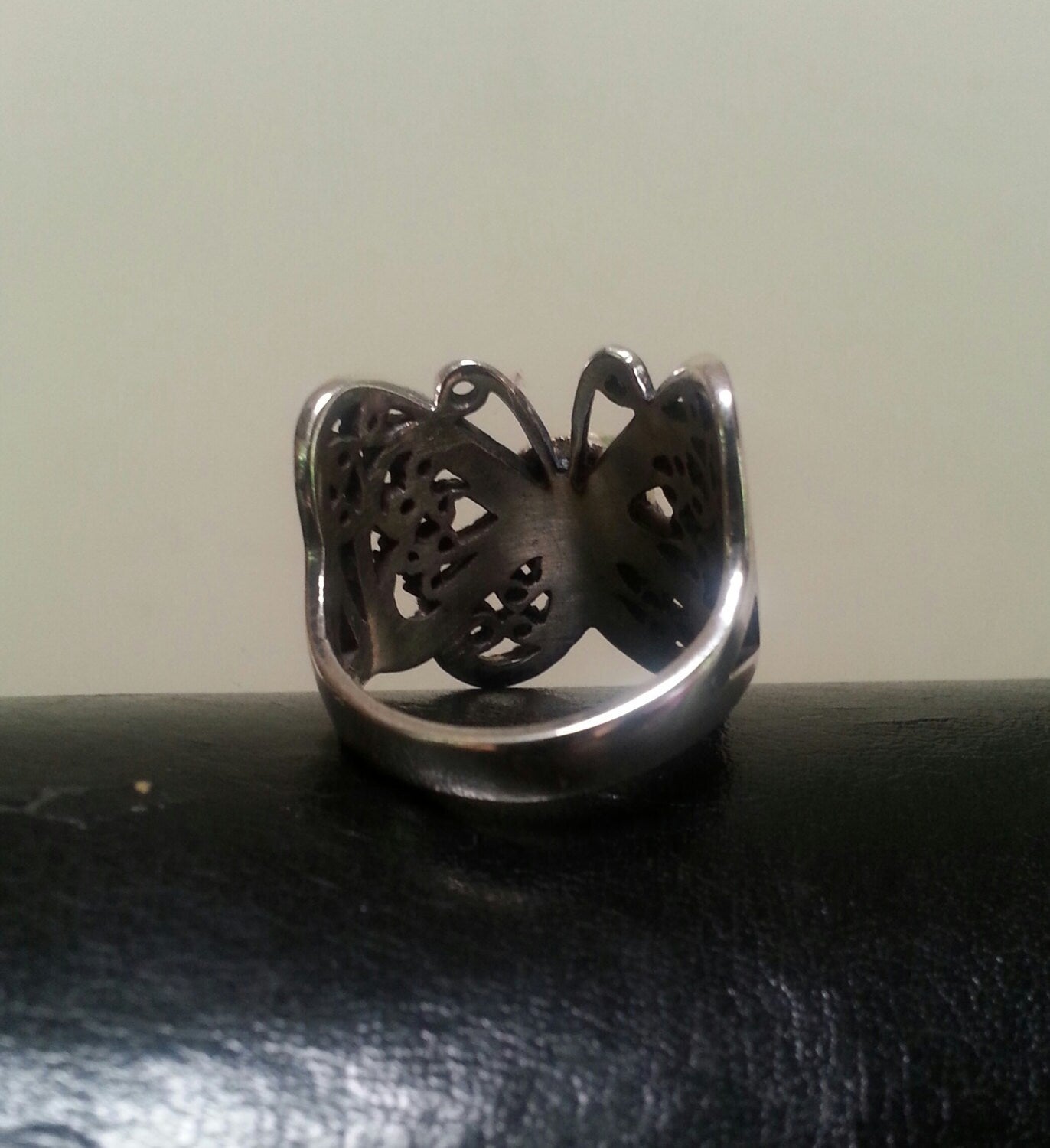 skull butterfly ring,sterling silver,filegree,large butterfly ring,handmade,womens skull ring,rockabilly,steampunk gothic,grunge,boho,gypsy,