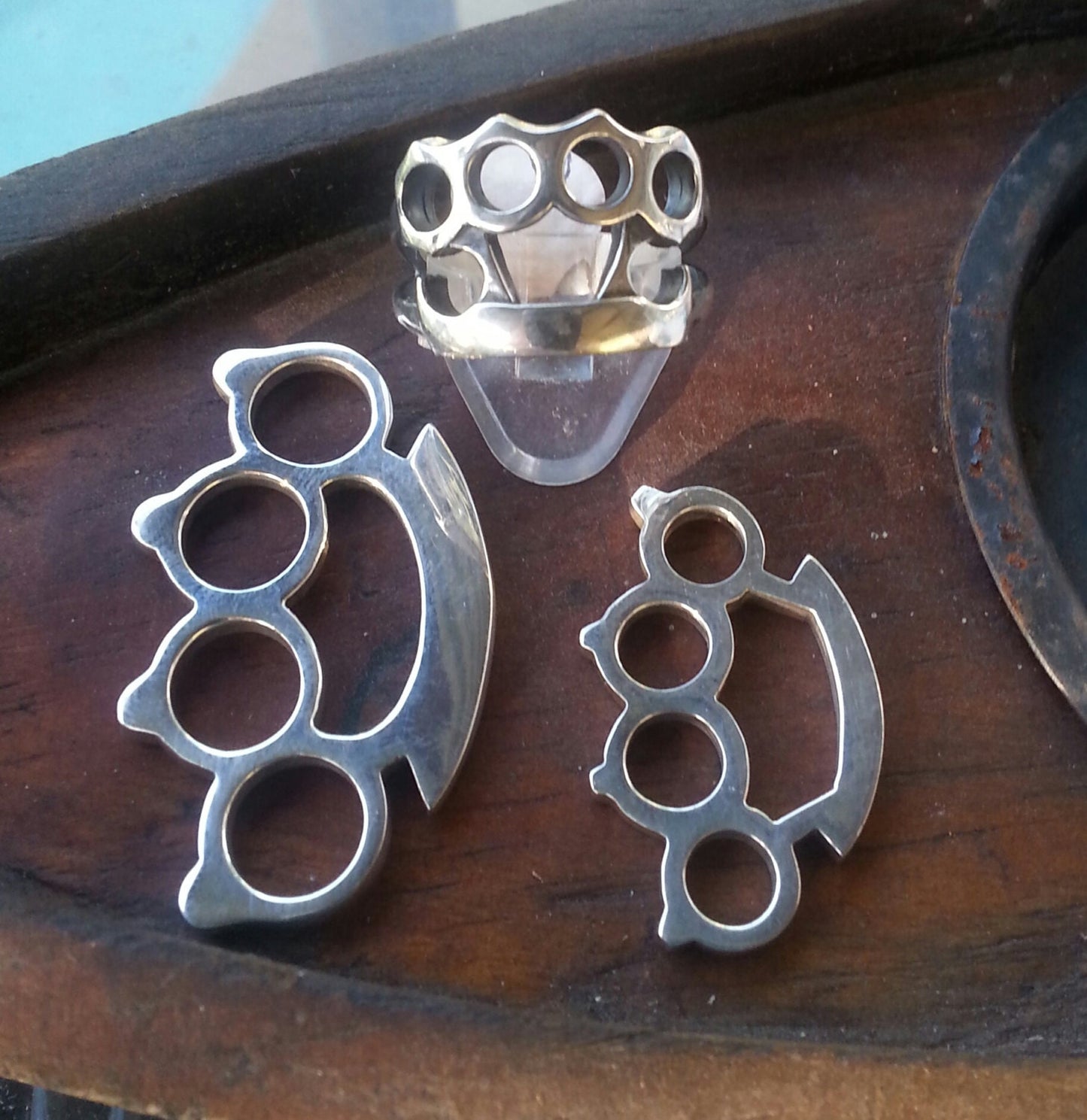 Large knuckle duster pendant,sterling silver, punk, martial arts,gangster,nhang sikhs,knuckes,weapon,handmade,blink 182,