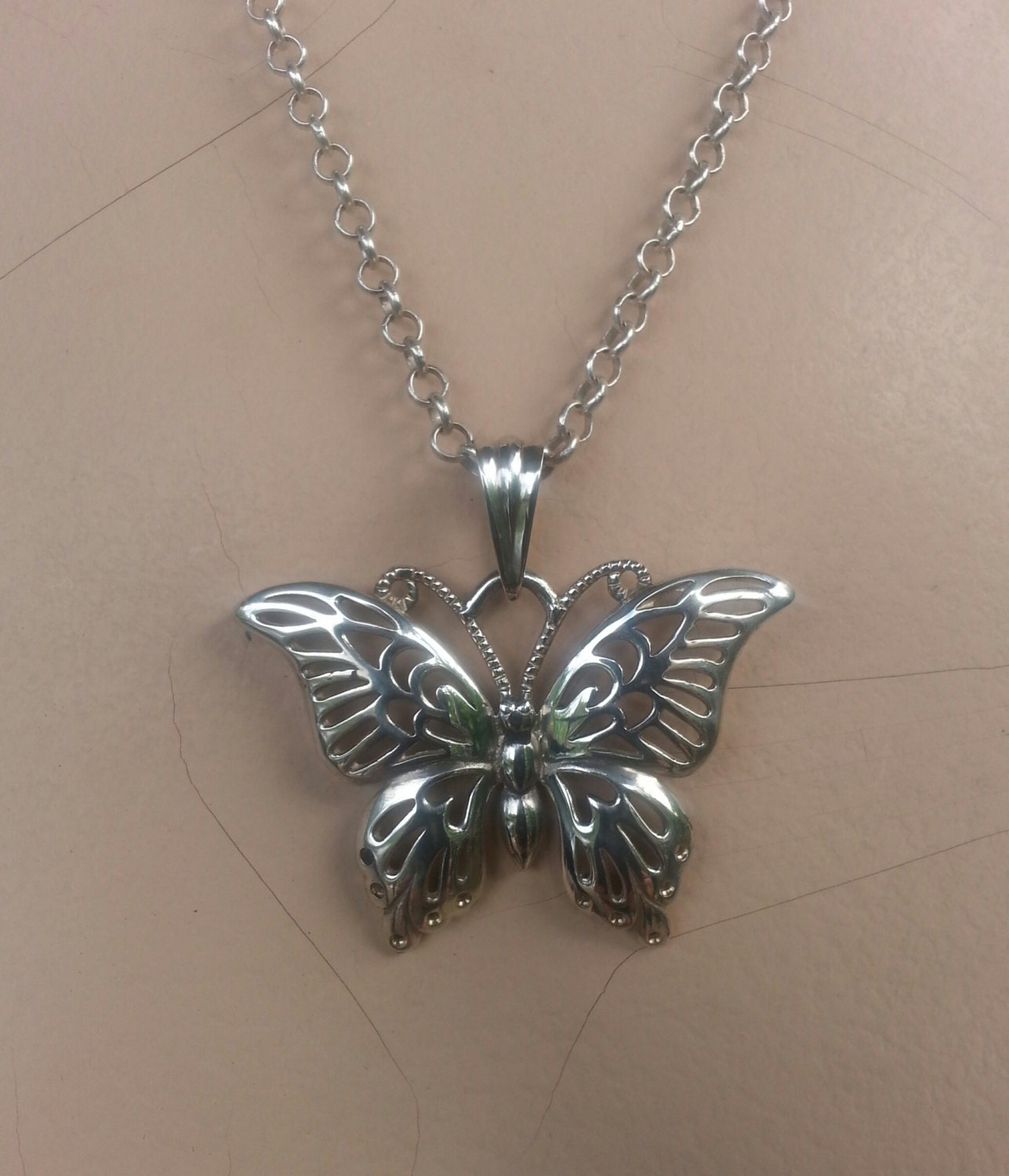 Large gold filegree butterfly pendant boho fantasy art nouveau victorian