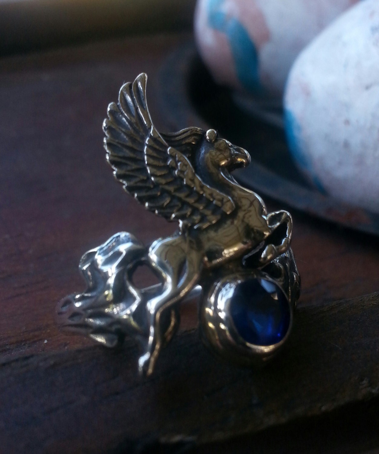 PEGASUS ring,sterling silver,mythical,horse,unicorn,fantasy,magic,new age,boho shic,hippy,art nouveau,handmade,gypsy,women's fashion,goddess