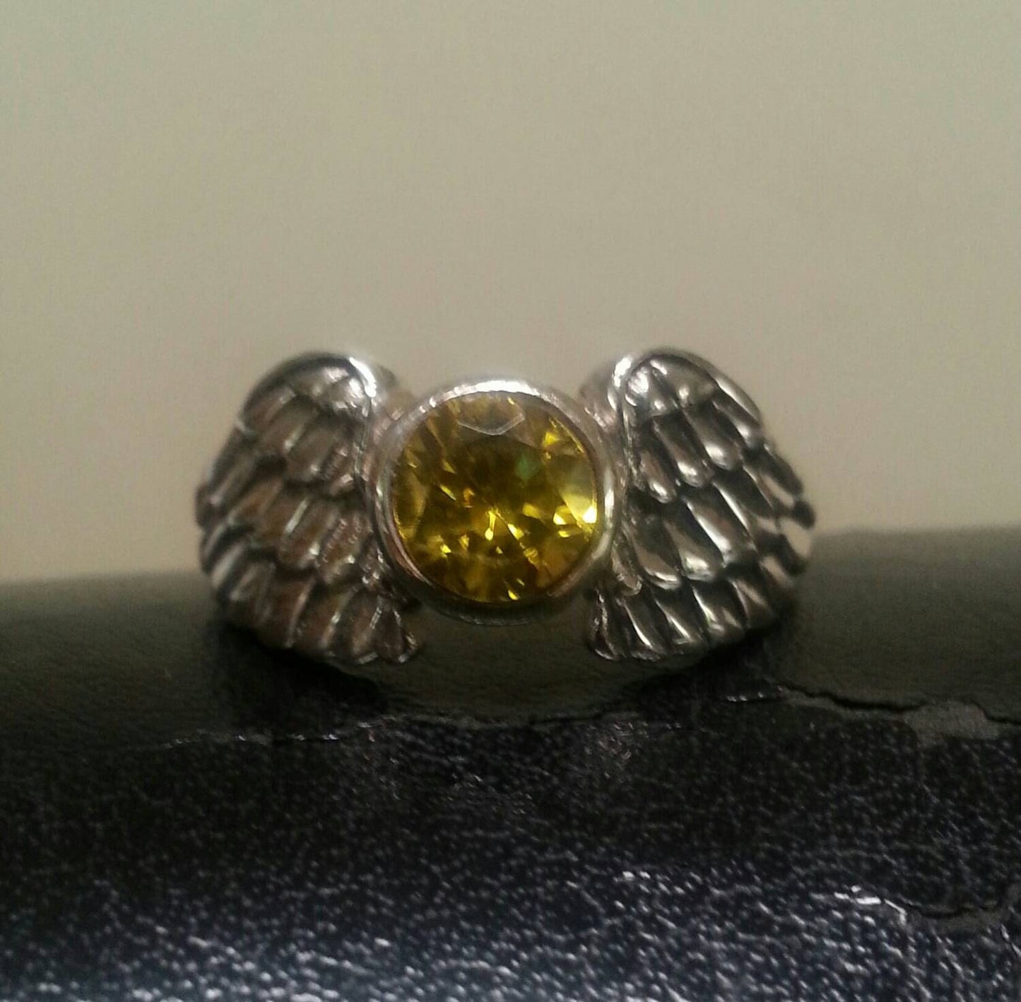 angel ring, black cubic zirconia,Sterling silver, goddess,angel wings,bird wings,feather ring, alternative, new age,hand made, gothic