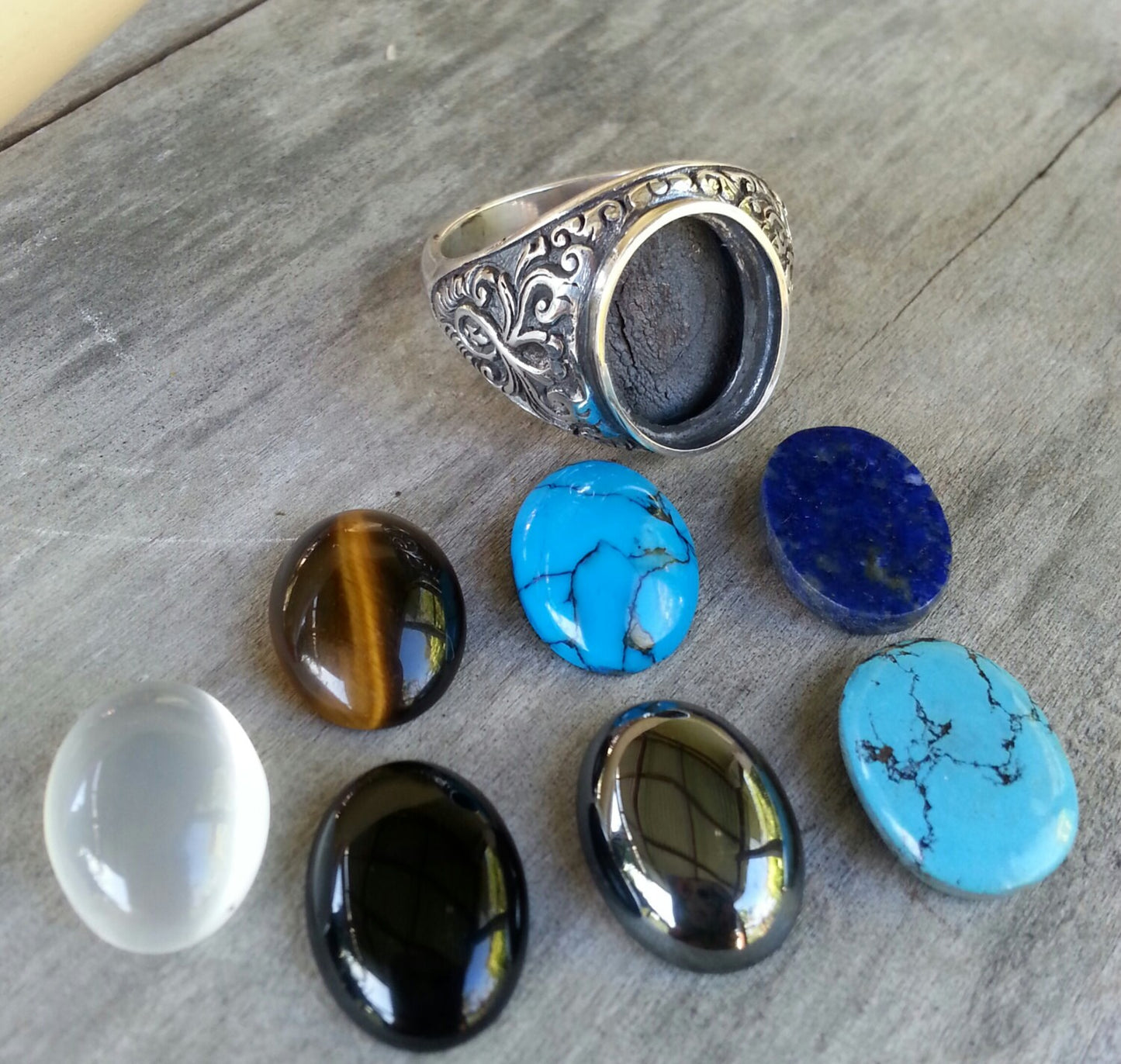 Turquoise ring, sterling silver,vintage scroll, bespoke,boho,mans dress wedding dress ring antique scroll pattern