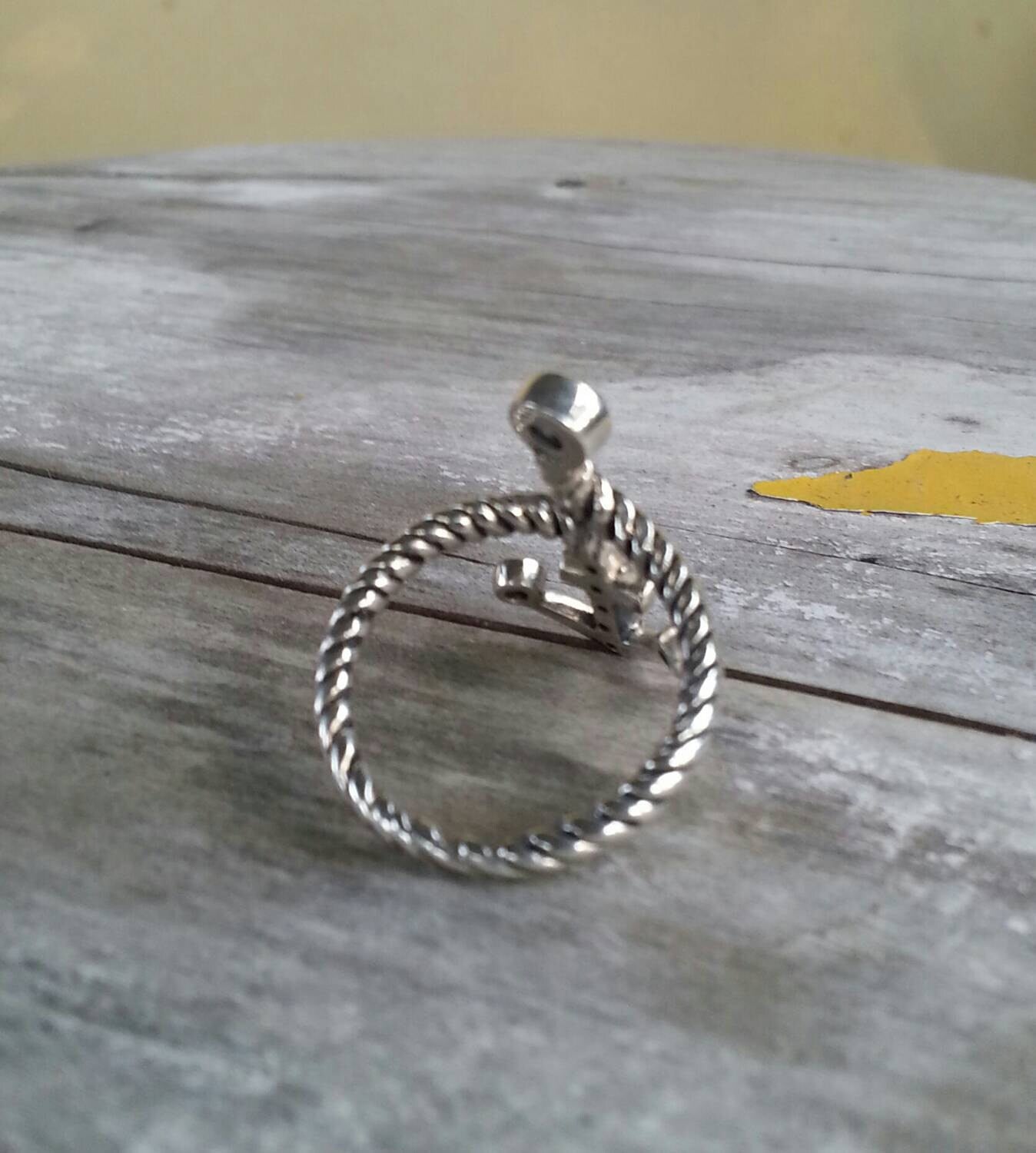 anchor ring, womans, nautical,sailor, rockabilly ,wedding, sterling silver ring, hipster, long ring, wire wrap, retro, vintage, festival