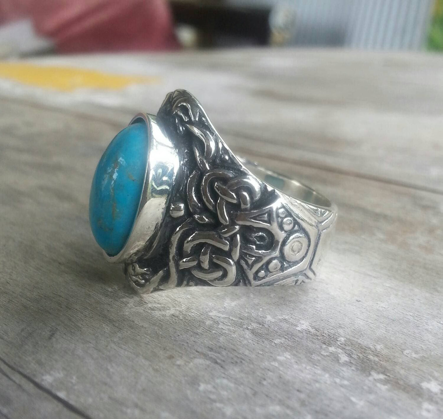 Lapis lazuli ring,celtic,medievil, tribal,sterling silver,dress ring, wedding,boho,scroll, gemstone ring,mans stone ring,large stone ring