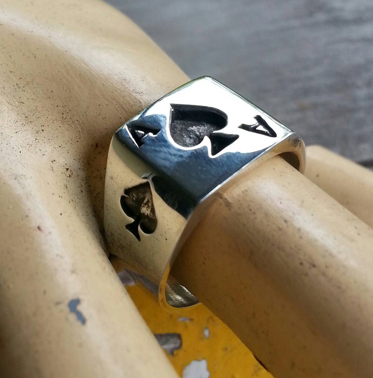 Ace of spades ring,gambling, cards,Vegas wedding, sterling silver ring,black Jack,signet ring,hand made
