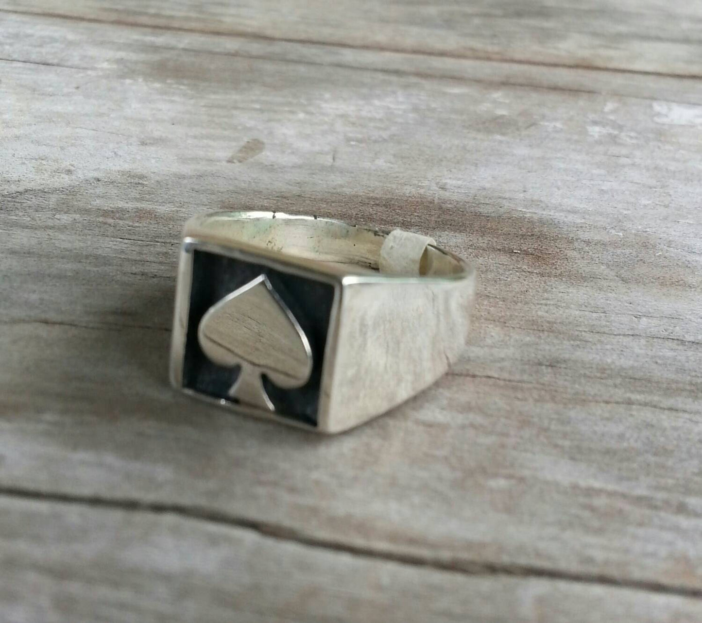 Ace of spades ring,signet ring, gambling,cards,sterling silver,Vegas,poker,black jack,casino,handmade,ace ring,biker,steampunk,boho,