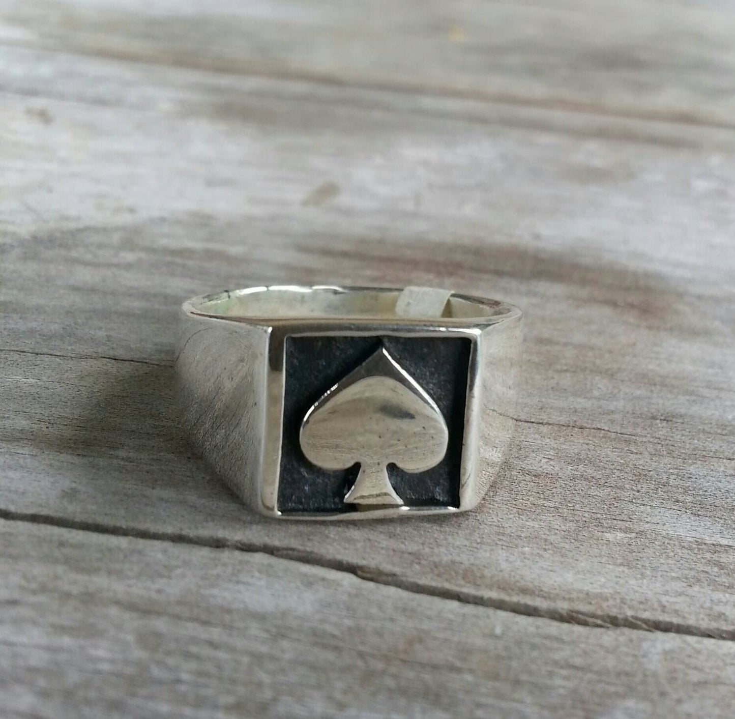 Ace of spades ring,signet ring, gambling,cards,sterling silver,Vegas,poker,black jack,casino,handmade,ace ring,biker,steampunk,boho,