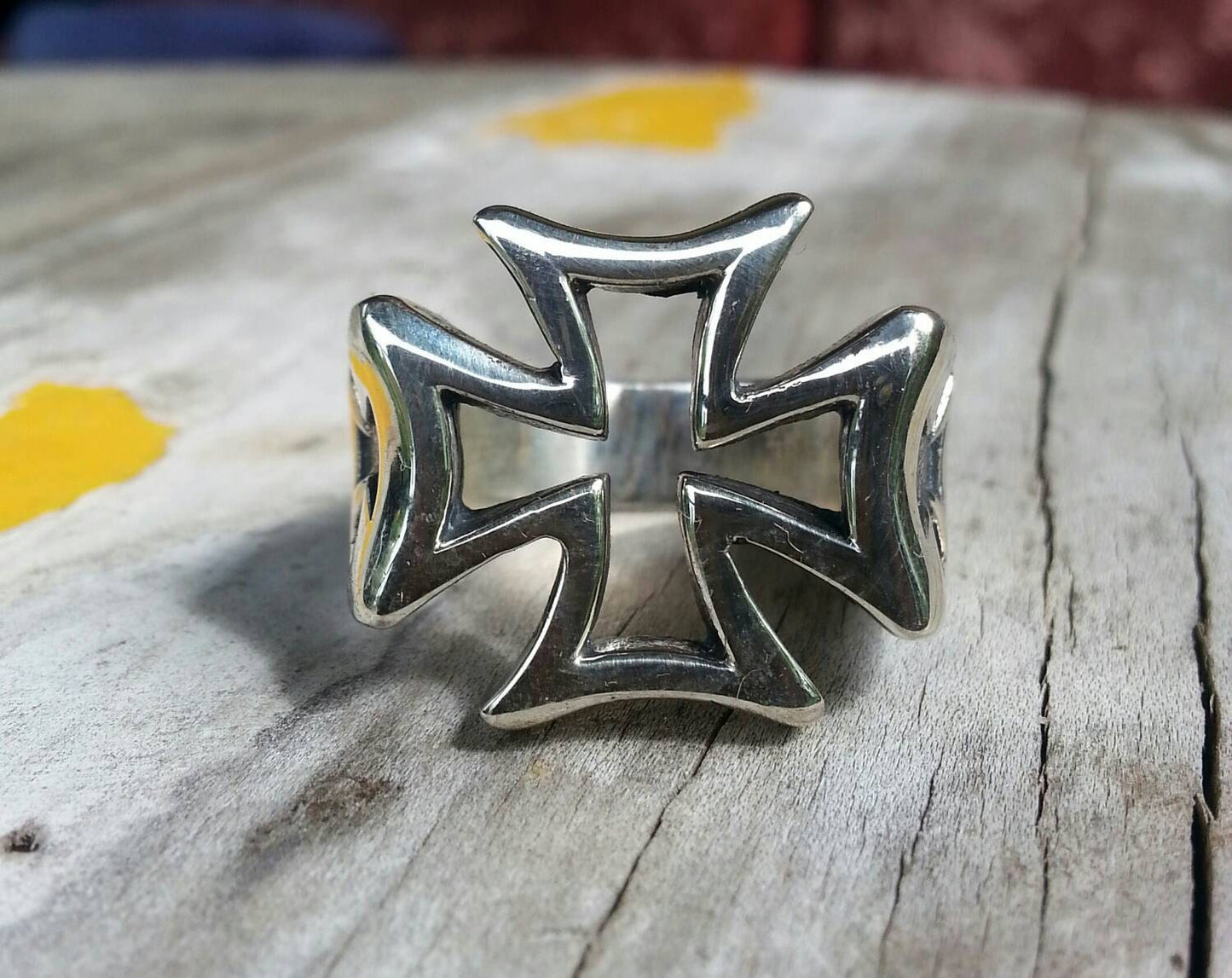 Large cross ring,chunky even cross,sterling silver,steampunk gothic punk sterling silver ring