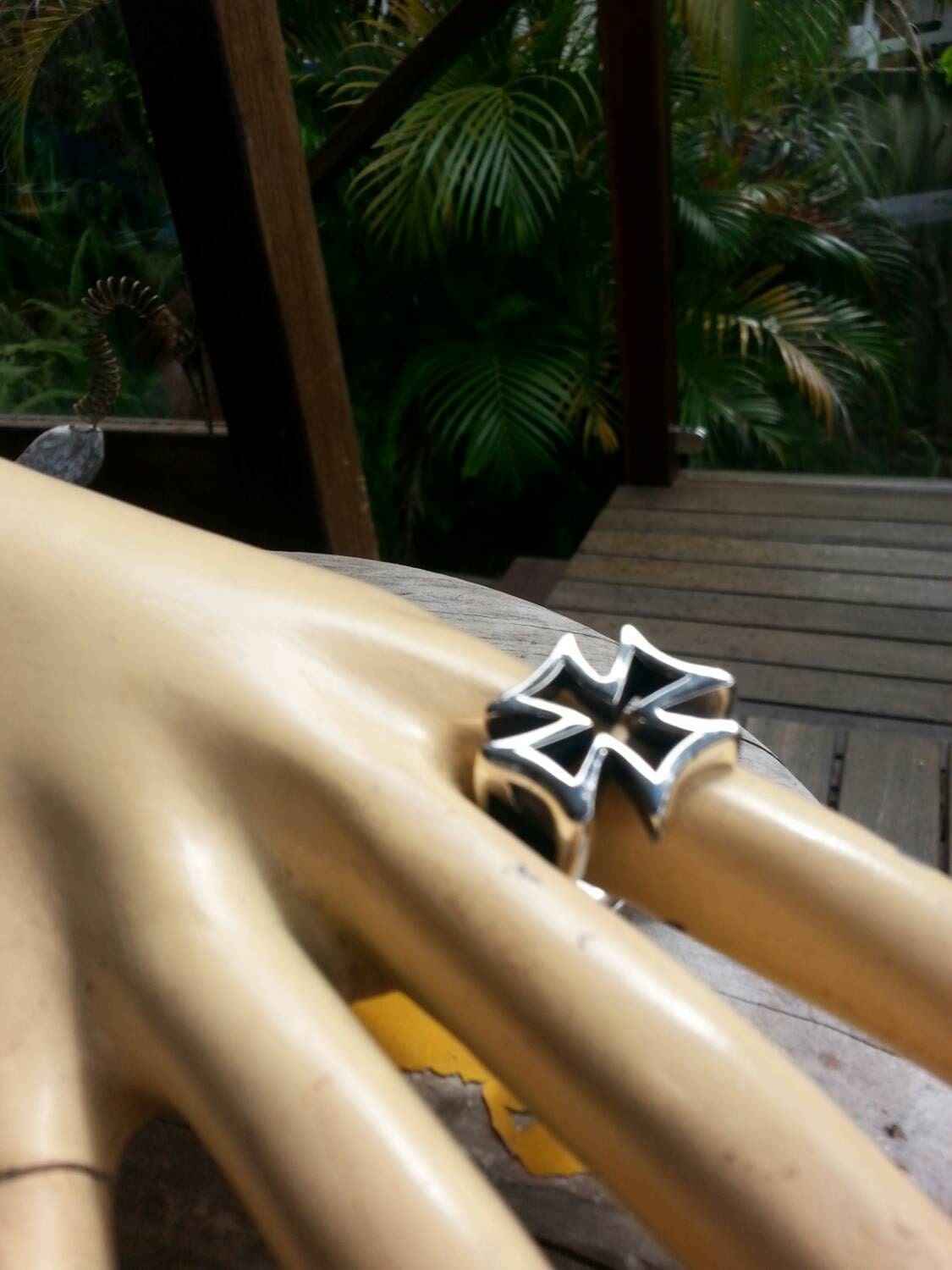 Large cross ring,chunky even cross,sterling silver,steampunk gothic punk sterling silver ring