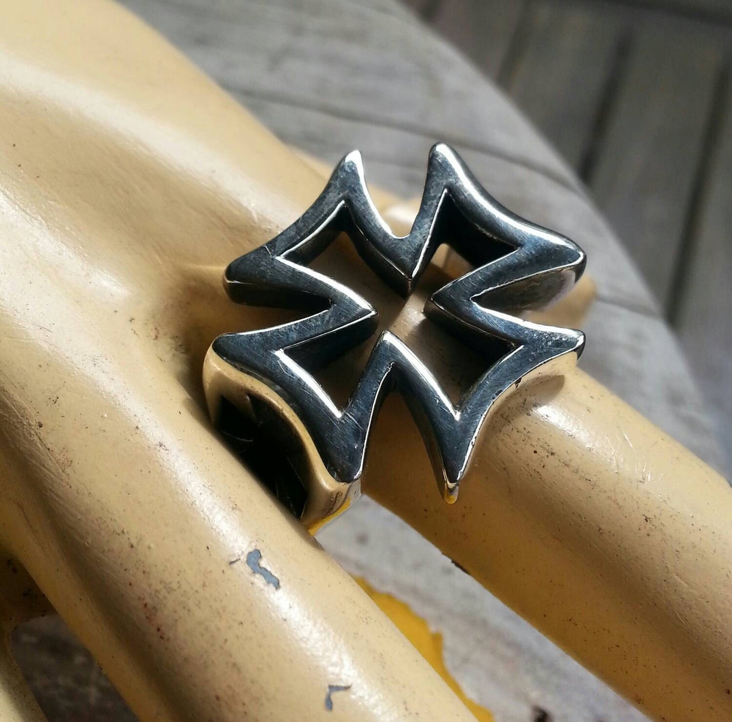 Large cross ring,chunky even cross,sterling silver,steampunk gothic punk sterling silver ring