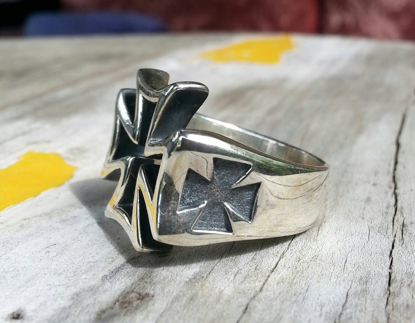 Large cross ring,chunky even cross,sterling silver,steampunk gothic punk sterling silver ring