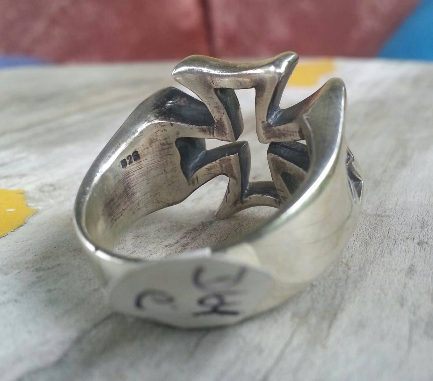 Large cross ring,chunky even cross,sterling silver,steampunk gothic punk sterling silver ring