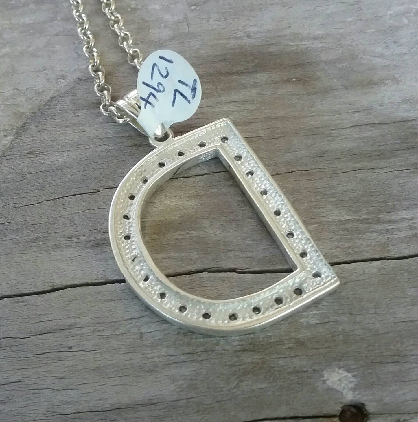 Large letter D Alphabet bling pendant gangster necklace sterling silver