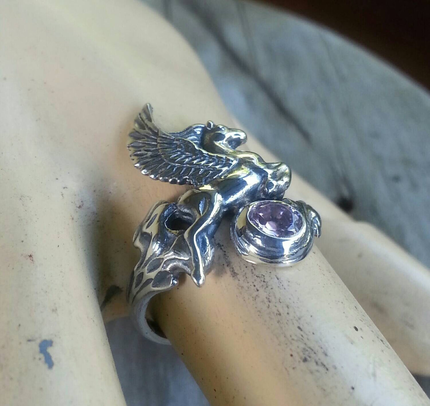 PEGASUS,mythical horse,sterling silver,unicorn, fantasy ring,alternative,new age,boho,hippy,art nouveau,goddess,womens fashion,magic,merlin