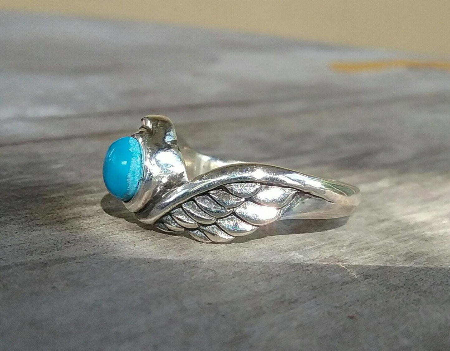 Angel winged ring, sterling silver, turquoise,goddess winged, alternative steampunk gothic art nouveau victorian