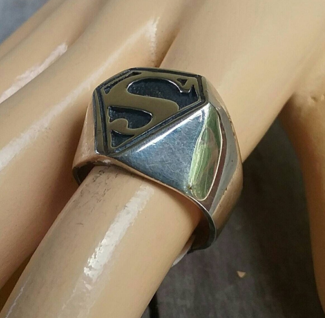 Superman ring,solid sterling silver, comic ,s ring