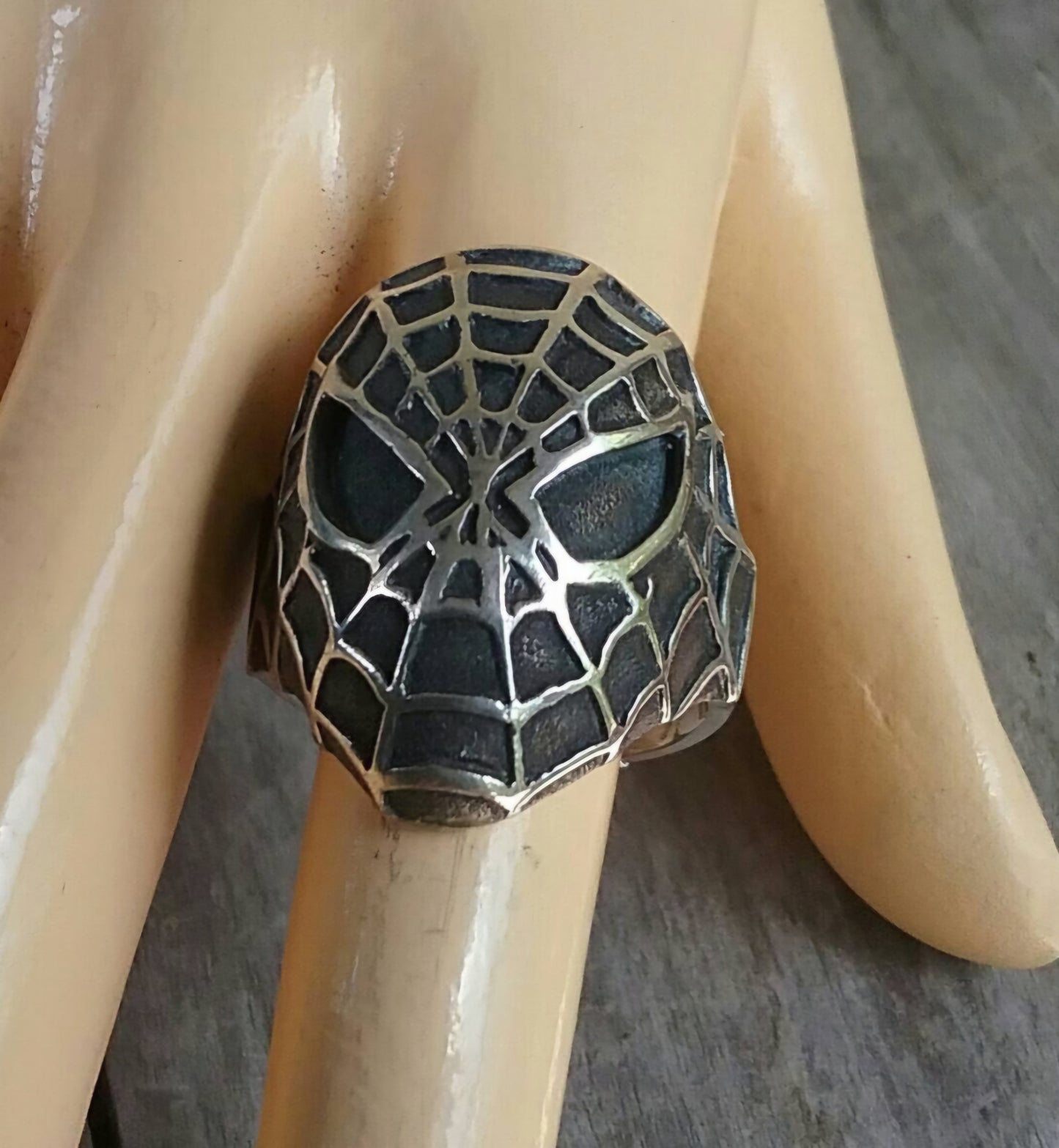 Spiderman ring,sterling silver, spiderman face, large comic,marvel, super heros,