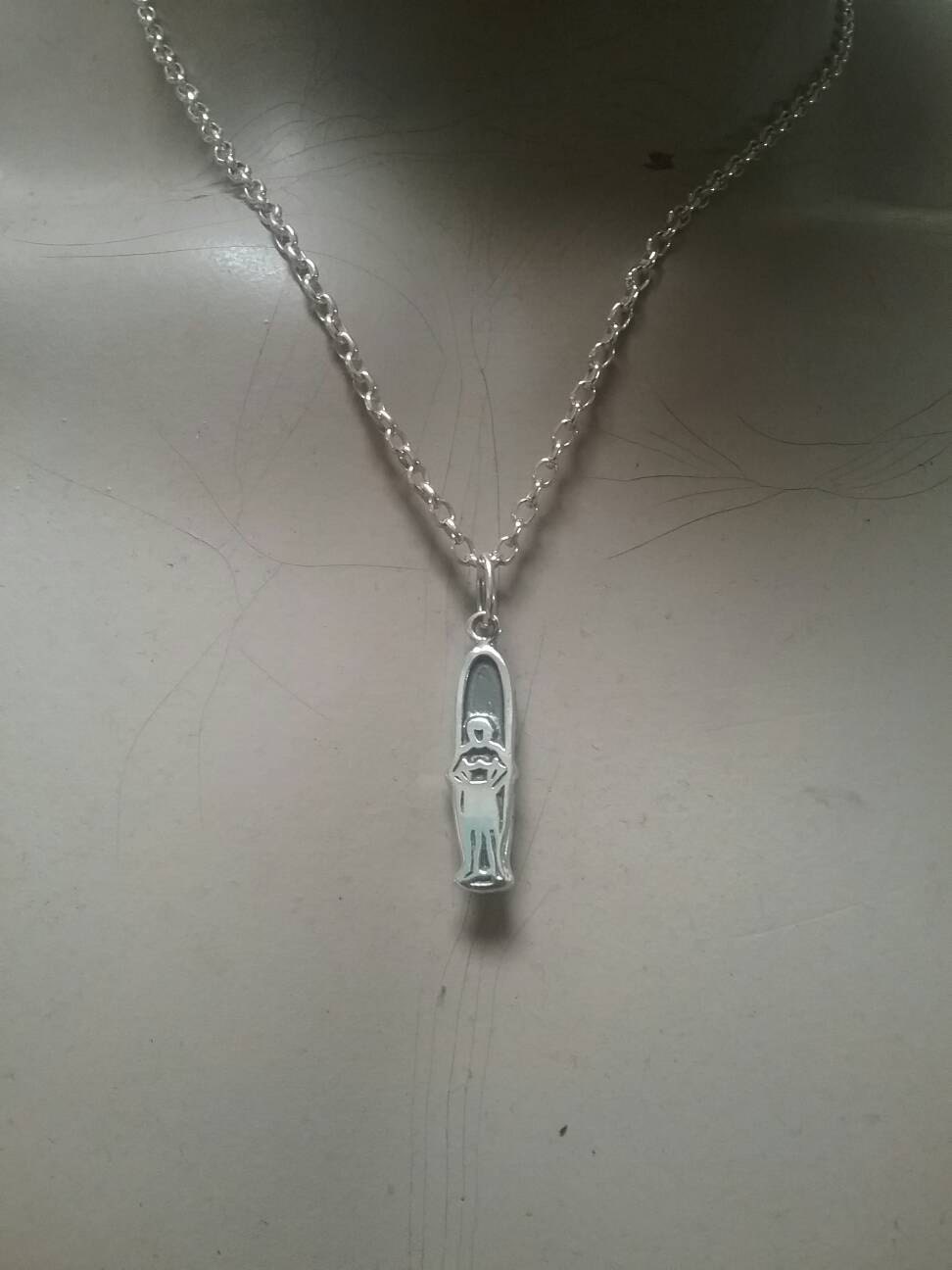 surf board,Long board,surf pendant, wave,surfer, sterling silver,surf charm,beach jewelry,handmade,