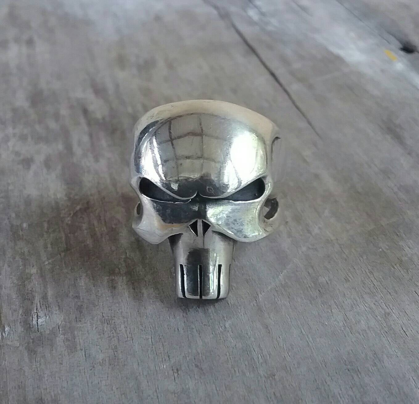 Punisher skull ring,925 solid sterling silver,chunky super hero large silver ring the punisher comic movie unisex biker steampunk