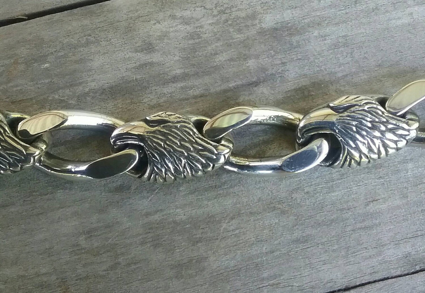 eagle bracelet,sterling silver chain,chunky, heavy link,chain bracelet,handmade,solid silver chain
