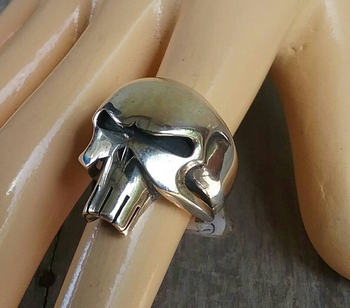 Punisher skull ring,925 solid sterling silver,chunky super hero large silver ring the punisher comic movie unisex biker steampunk