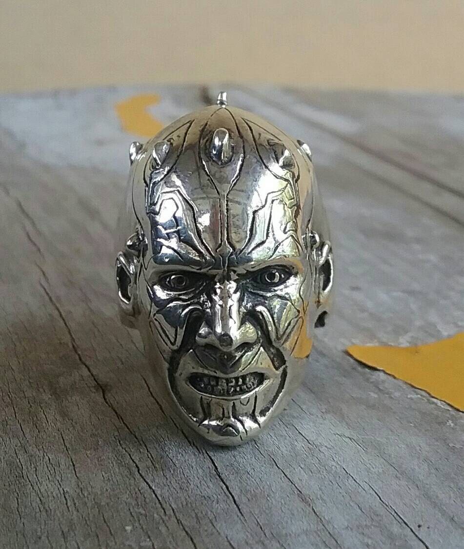 demon devil ring,movie villian,925 sterling silver,vintage,hipster,mens fashion,movie,darth maul