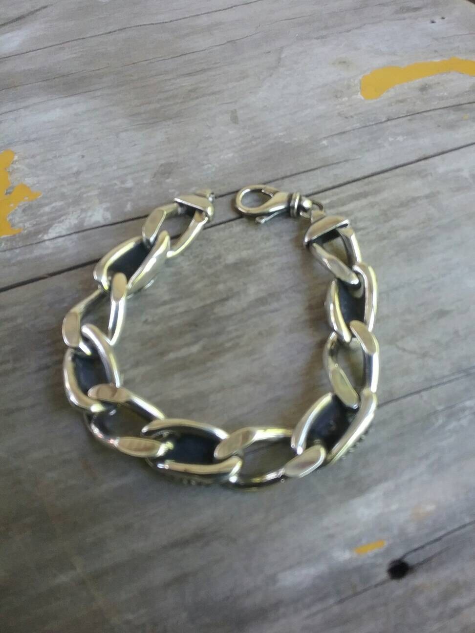 eagle bracelet,sterling silver chain,chunky, heavy link,chain bracelet,handmade,solid silver chain