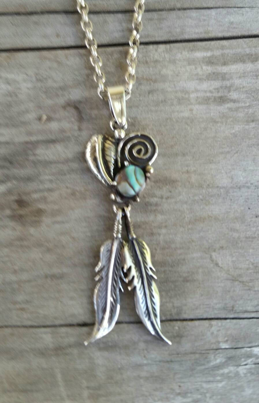 Turquoise feather pendant,sterling silver,boho  pendant,gypsy,hippy,