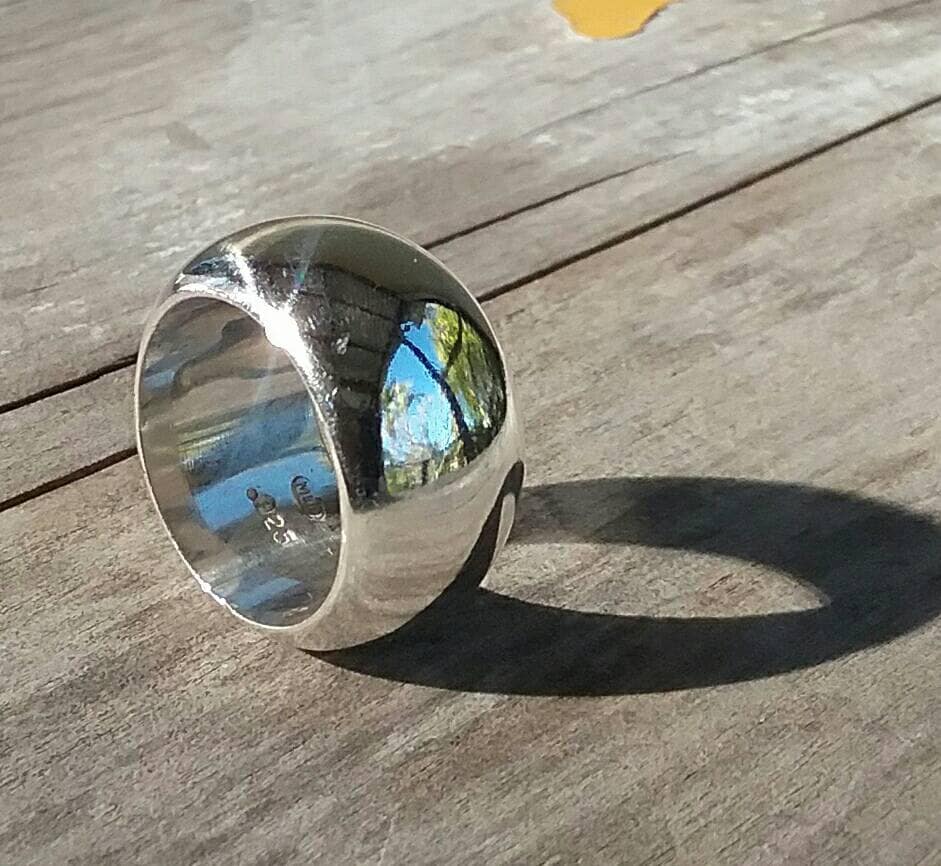 Wide heavy silver ring,925 sterling silver solid band,12 mm chunky rustic band,plain band,handmade,wedding ring,half rounded,boho,wide silver ring,