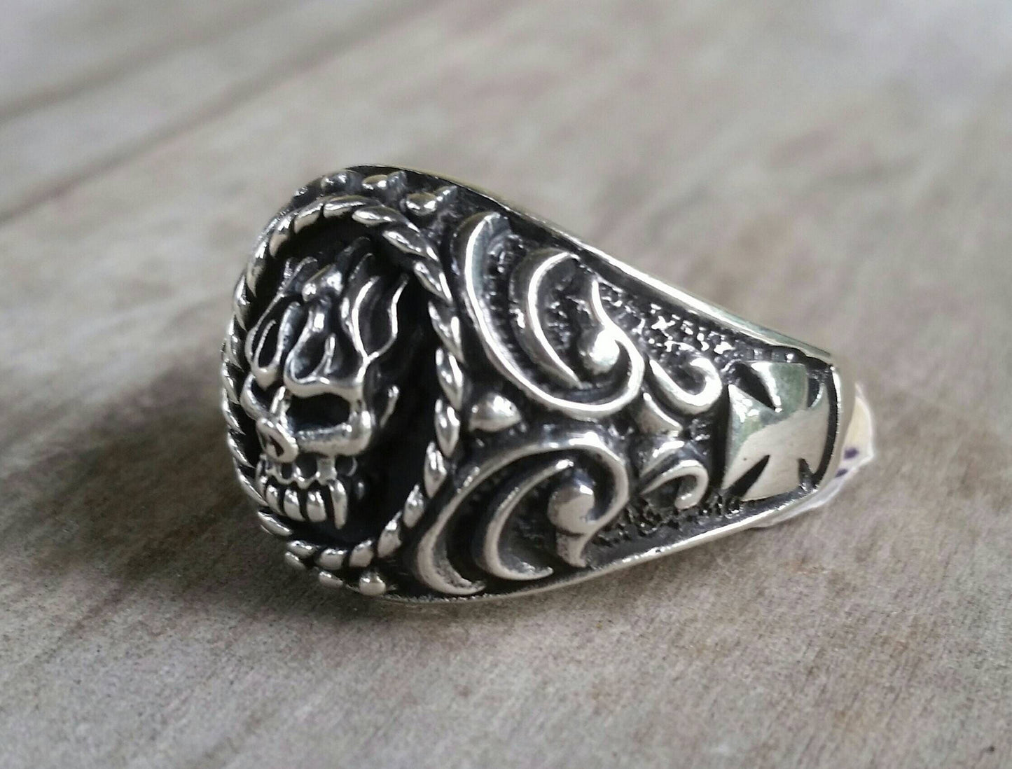 skull flame ring,sterling silver,signet ring,steampunk, gothic, punk,cowboy,handmade,hipster,rockabilly,women's skull,men's fashion,