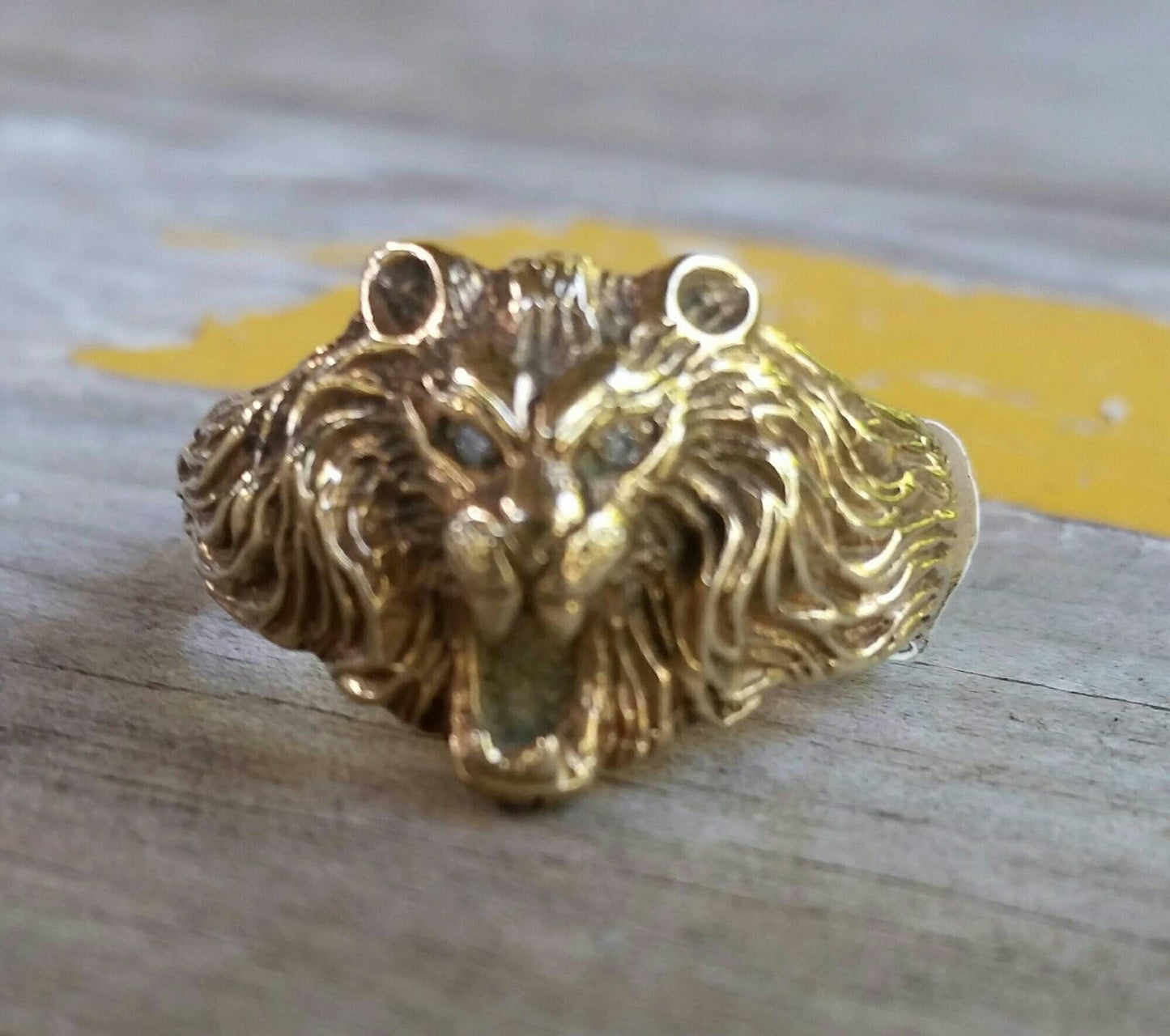 solid 9k lion ring, 9ct gold,diamonds,small lion head,animal,leo ring,
