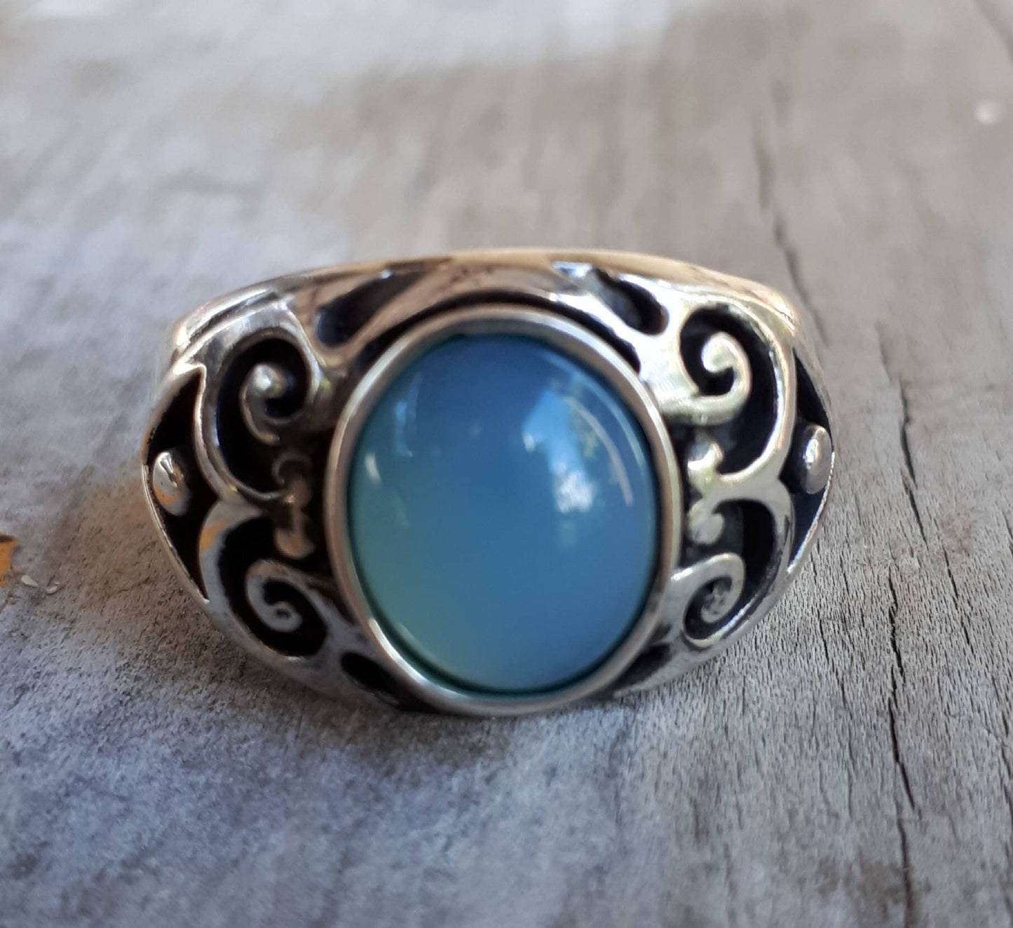 Blue chalcedony,mens ring,sterling silver,signet ,tribal,vintage,boho,hipster,handmade,mens fashion,wedding,chunky,mens stone ring,Celtic,