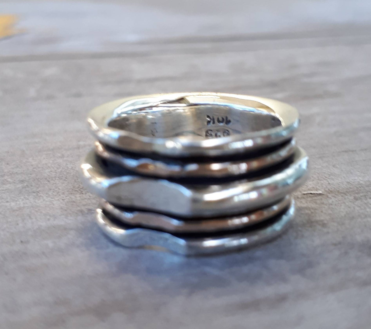 Chunky Two tone ring,wide,9ct gold and 925 sterling silver,unisex mixed metal band,wedding ring,