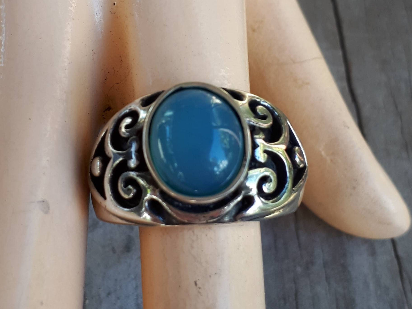 Blue chalcedony,mens ring,sterling silver,signet ,tribal,vintage,boho,hipster,handmade,mens fashion,wedding,chunky,mens stone ring,Celtic,