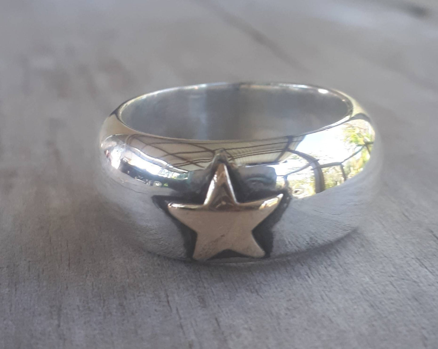 star ring,9k gold and 925 silver,chunky,9ct gold star,sterling silver,two tone,boho,wedding band,hipster,unisex ring,handmade,hippy,goddess