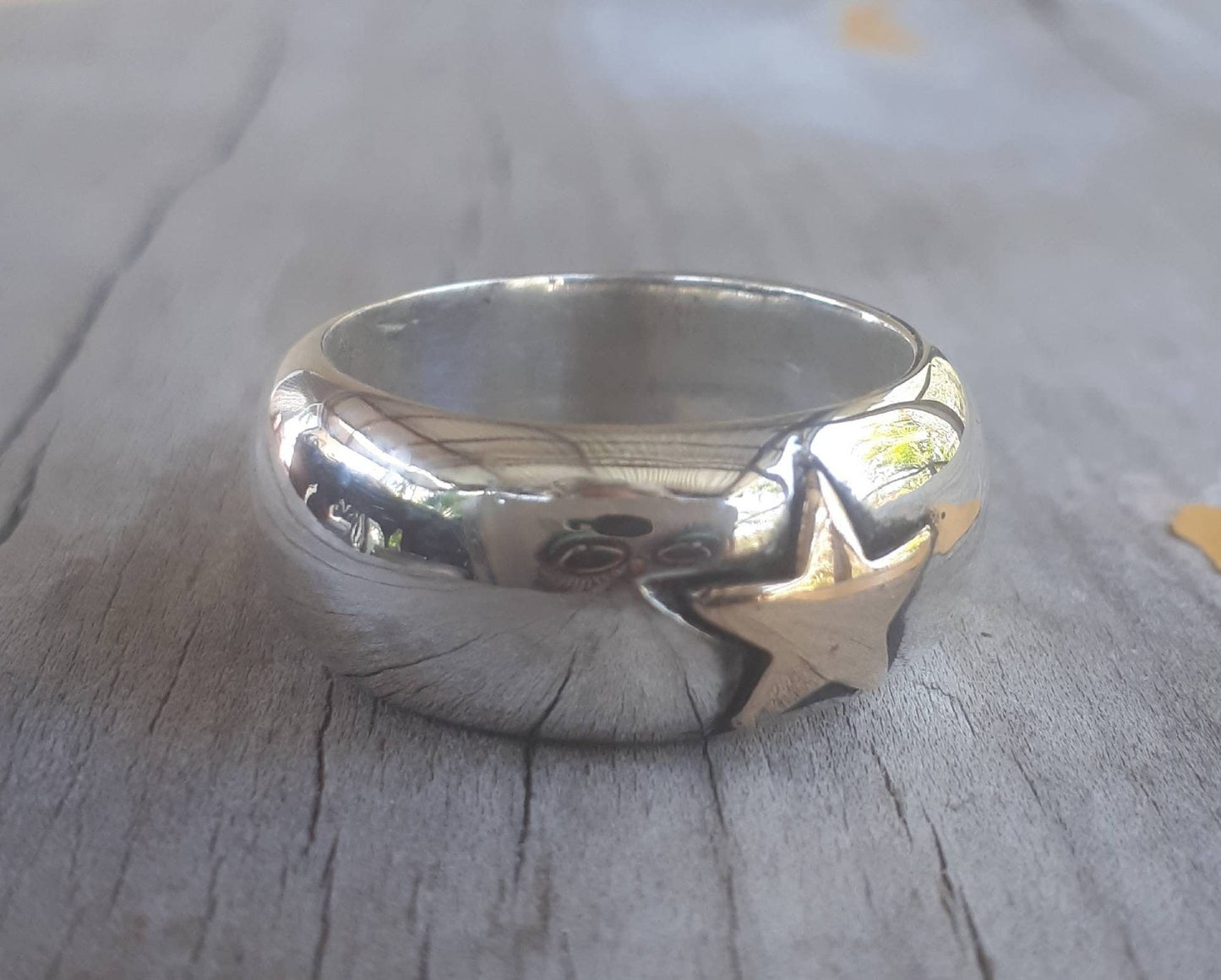 star ring,9k gold and 925 silver,chunky,9ct gold star,sterling silver,two tone,boho,wedding band,hipster,unisex ring,handmade,hippy,goddess